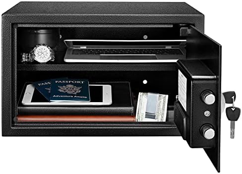 Amazon Basics Steel Security Safe and Lock Box with Digital Keypad, Easy to Use, Removable Shelf, Secure Cash, Jewelry, Documents, Black, 1.2 Cubic Feet, 16.9-x-14.6-x-10.6-inches (WxDxH) - Image 3