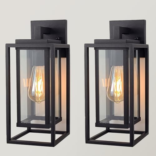 14" Double Cage Outdoor Wall Light, 2Pack Exterior Lantern Sconce by ZMKMOK