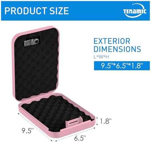 TENAMIC Pistol Safe, Portable Travel Gun Safe, Solid Steel Handgun Lock Box for Home, Gun Safes for Car, Pink - Image 2