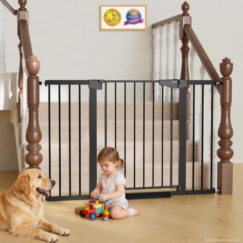 Cumbor 29.7-51.5 in Extra Wide Baby Gate for Stairs, Dog Gate Indoor Black by Cumbor