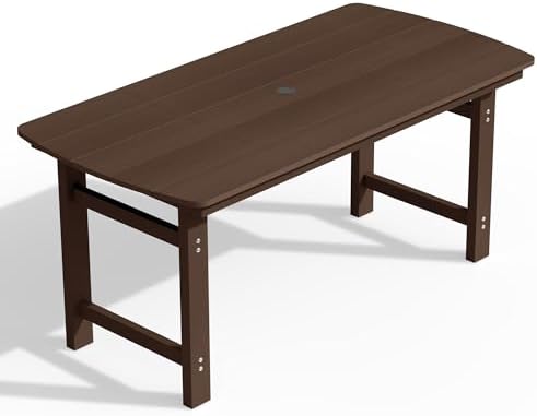 Ciokea HDPE Outdoor Patio Dining Table, All-Weather Furniture, Brown by CIOKEA