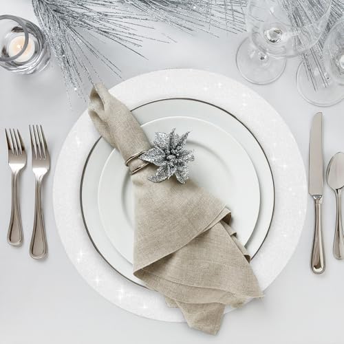 50 PCS Silver Paper Placemats Round Glitter Disposable Table Mats Sequin Doilies Decorative Place Mats for Birthday Wedding Banquet Thanksgiving Graduation Party Dinner Table Decor - Image 4