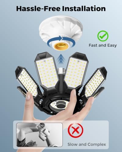 Adiding Garage Lights w/ 8 Deformable Panels, 28000LM 6500K Ultra Brighter - Image 4