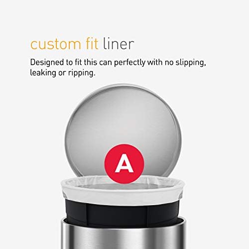 simplehuman 4.5 Liter Bathroom Trash Can, White Steel, Pack of 6 - Image 7