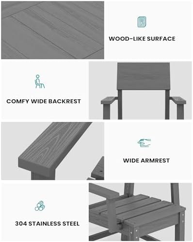 SERWALL HDPE Outdoor Dining Table and Chairs Set for 4 - Image 4