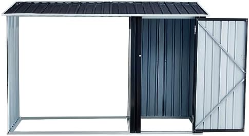 8x5 FT Firewood Storage Shed,2-in-1 Galvanized Steel Outdoor Shelter Rack - Image 2