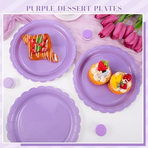 NatNarr 30 Pcs Lavender Plates 9 Inch Disposable Scalloped Plates Light Purple Birthday Plate Cute Dessert Party Plate for Wedding, Bridal Shower, Girls Birthday (Pack of 3) - Image 5
