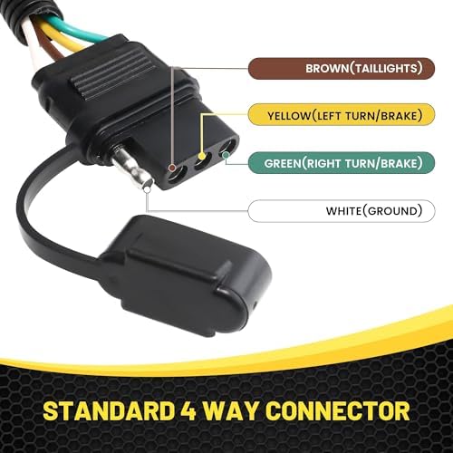 Oyviny Plug & Play USCAR 7 Pin to 4 Pin Trailer Wiring Harness Universal for LED Tailgate Light Bars, Pure Copper USCAR to 4 Flat Trailer Extension Wiring Adapter for Trailers, Trucks, Pickups - Image 7