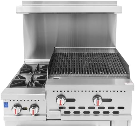 Kratos 36" Wide Commercial Gas Range with 24" Charbroiler, 2 Burners, and Full Size Oven, 154,000 BTU Output, Freestanding Range for Restaurants, Liquid Propane - Image 5