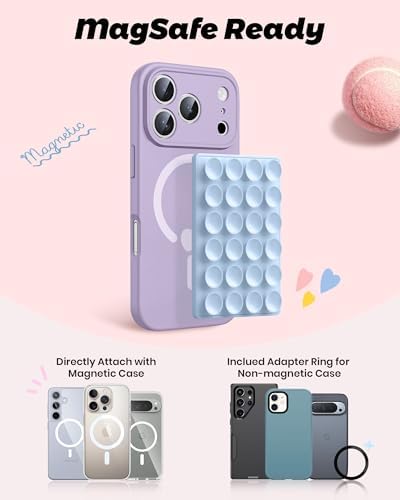 amBand Magnetic Suction Phone Grippy for MagSafe Case, Silicone Cup Sticky Mount for iPhone 18 17 16 15 14 13 Pro Max/Pro/Air/Plus, Hands-Free Selfie/Video for TikTok Creator/Influencer, Light Blue - Image 2