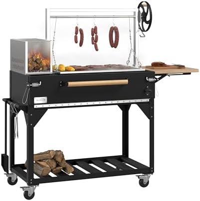 KoolMore 72 in. Charcoal and Wood BBQ Grill, Santa Maria Argentine Style Grill with Adjustable Grate, Heavy Duty, in Black - Image 7