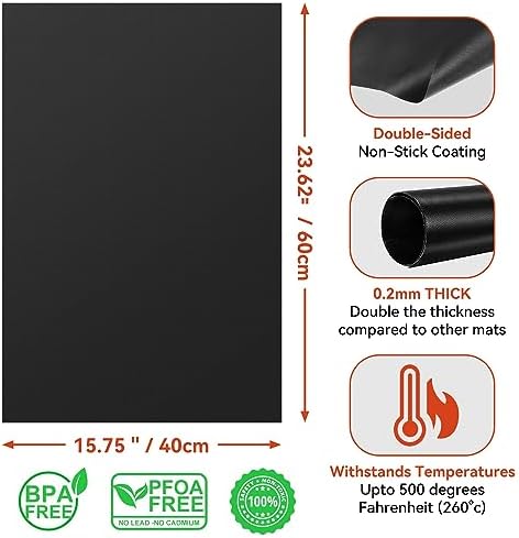 Oven Liners for Bottom of Electric Gas Oven, Reusable Non-Stick Teflon Protector Mat, Heat Resistant Grill Mats Outdoor, Easy to Clean Gas Stove Liners BPA and PFOA Free 23.6"x 15.7" Stovetop Cover - Image 4