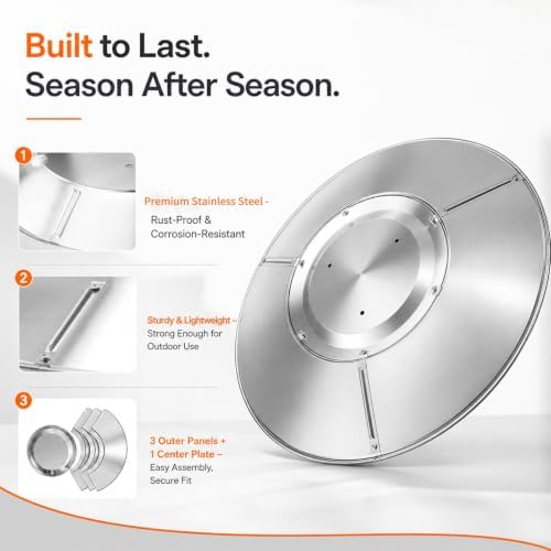 33” Patio Heater Reflector Shield– Aluminum Heat Shield, Universal Fit - Image 3