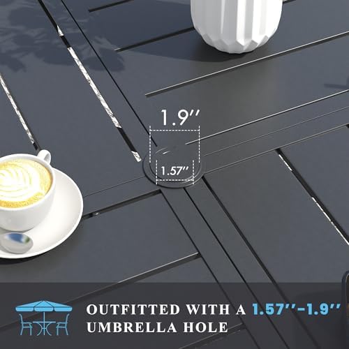 VICLLAX Patio Table and Chair Set of 6, All Weather Metal Round Outdoor Dining Furniture Set-50 Round Outdoor Table and Chairs, Black Tabletop - Image 2