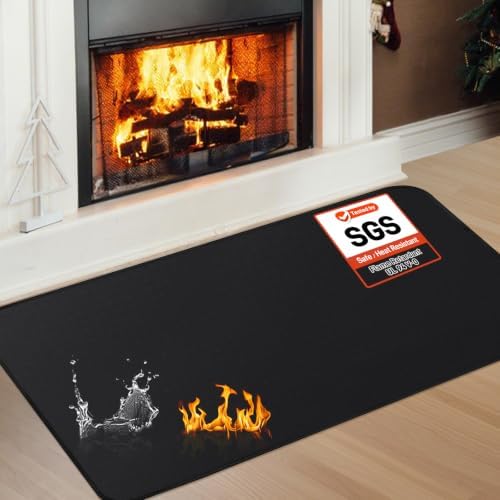 Fireproof Fireplace Rug for Home Protection, 2'8'' x 1'4'' x 0.04'', Black by TOHONFOO