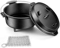 Joyfair Pre-seasoned Cast Iron Camp Dutch Oven, 7.6QT Pot & 2QT Skillet Lid by Joyfair