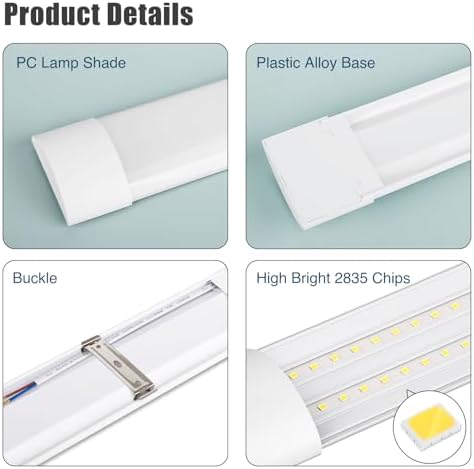 2 Packs 3FT LED Batten Light with 50cm Cable, Ultra-Thin Slim Ceiling Surface Mounted Light, 30W, 4000K, IP20, LED Ceiling Lamp for Garage, Shop, Hallway, Office, Market - Image 5