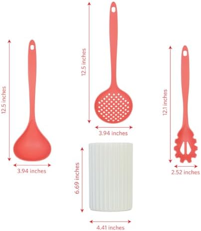 Glad Kitchen Utensils Set, 8pcs - Nonstick Cooking Tools with Utensil Holder - Nylon Spoon, Ladle, Skimmer, Spaghetti Server, and Turner Spatula Set - Dishwasher Safe, Rust - Image 5