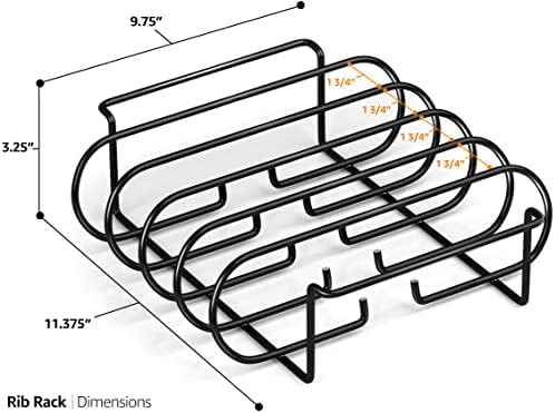 Sorbus Rib Rack for Smoking, Grill Roasting Stand (11", Black) - Image 5