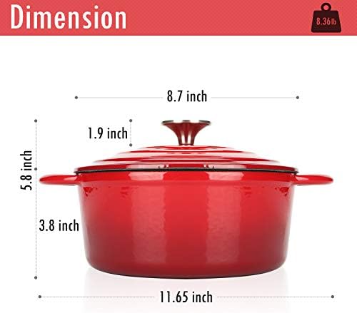3 QT Enameled Cast Iron Dutch Oven with Self-Basting Lid, Small Soup Pot - Image 4