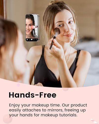 amBand Magnetic Suction Mirror Window Phone Holder, Sticky Grip Double Sided Mount for iPhone, Gym Bathroom Kitchen, Hands-Free for Makeup FaceTime Shower Viewing with MagSafe Accessories, Frost White - Image 5
