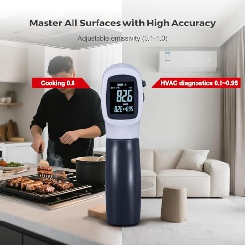 Temperature Gun for Meat,Automotive Infrared Thermometer Gun with Ring Laser DS12:1,Digital Thermal Gun with Adjustable Emissivity&High/Low Alarm,-58~1400℉IR Temp Gun for Engine,Brakes&HVAC - Image 2