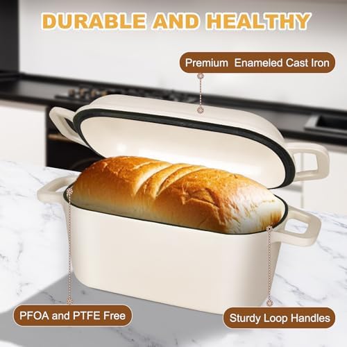 Oval Enameled Cast Iron Dutch Oven with Lid - 3.6QT Sourdough Bread Pans for Baking - Image 6