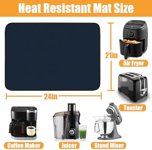 TOHONFOO Heat Resistant Mats for Countertop & Air Fryer, 24x21 in, Blue - Image 2