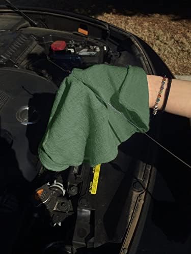 Avalon Towels Cotton Shop Rags – (Pack of 50) Size 12x14 Inches Cleaning Rags – Absorbent Shop Towels and Multipurpose Cleaning Towels for Automobiles, Industries, Garage and Homes (Green) - Image 3