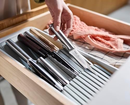 Joseph Joseph DrawerStore 2-Tier Knife Kitchen Drawer Organizer, Holds up to 11 Knives, Disassembles for Easy Cleaning, Recycled Plastic, Compact (Pack of 4) - Image 5