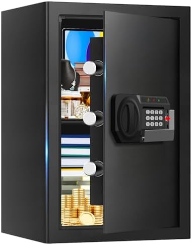 3.3 Cuft Large Home Safes Water and Fireproof, Anti-theft Floor Safe for Home Use with Programmable Keypad, Alarm System and Spare Keys, Digital Home Safes for Documents, Medicine by Aprxuvot