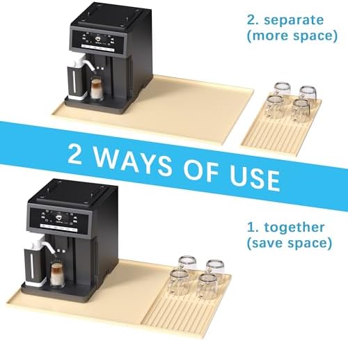 Golener Coffee Bar Mat Set, Silicone Coffee Mat with Raised Edges,31.5"x16" - Image 3