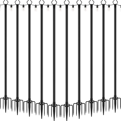 AILBTON 10Ft Exterior Light Poles 10 Pack, Durable Metal String Light Posts for Outdoor Use, Equipped with Fixed Brackets for Yard, Terrace, Backyard and Garden Lighting Decor by AILBTON