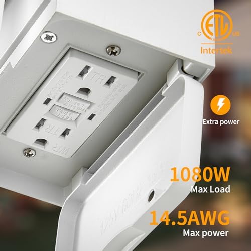 Porch Lights with GFCI Outlet Dusk to Dawn Outdoor Lighting White 1Pack - Image 2
