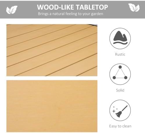 Outsunny 75" x 35" Outdoor Dining Table for 8 People Rectangular Natural - Image 4
