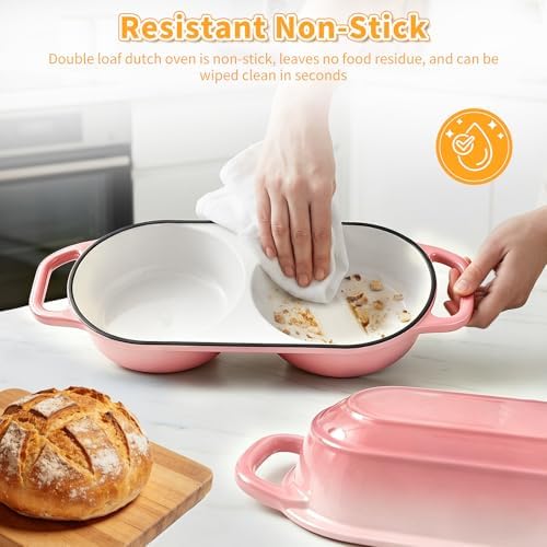 Mini Double Dutch Oven For Sourdough Bread Baking, 2.2QT Enameled Cast Iron - Image 7