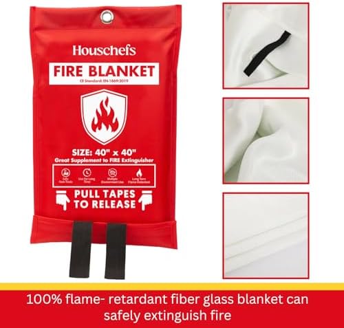 Emergency Fire Blanket for Home & Kitchen, Fiberglass Fire Suppression Blanket, 40" x 40" Heat Resistant Fire Safety Blanket for Grill, Fireplace, Camping, Car, Office & Emergency (Pack-02) - Image 3