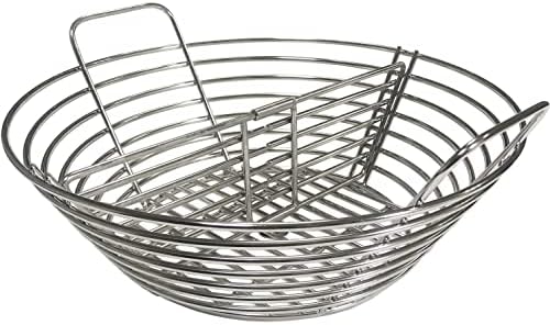 Lump Charcoal Fire Basket with Divider Stainless Steel Grill Ash Baskets Fits 18" Big Green Egg Accessories, Kamado Joe Classic Large Green Egg Basket Replacement by GRILLJOB