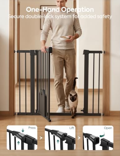 Babelio 36" Tall Dog Gate with Adjustable Cat Door, CatPrivilege I, 29-43" - Image 5