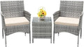 Devoko 3 Piece Patio Furniture Set Outdoor Wicker Conversation (Pale Grey) by DEVOKO