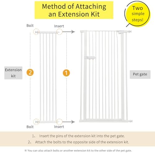 Lumizone Extra Tall Cat Gate Extension Kit 61.02" High 12.6" Wide White - Image 2