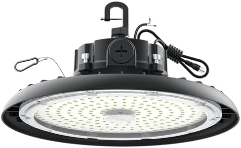 AIKVSXER 180W UFO LED High Bay Lights, 1 Pack, 6000K Shop Light 32400LM Commercial Bay Lighting IP65 LED Garage Lights, 5ft Power Cable Plug & Play for Warehouse Factory Workshop Barn AC100-277V by AIKVSXER