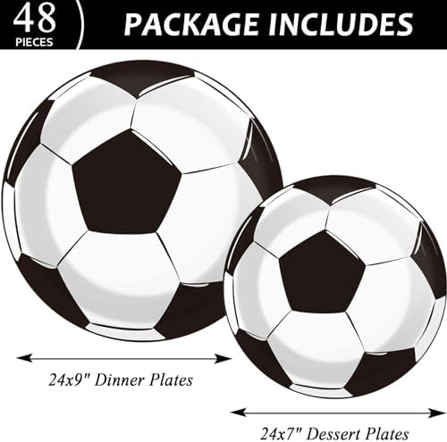 gisgfim 48 PCS Soccer Plates Party Decorations Paper Plates 9 Inch and 7 Inch, Soccer Theme Party Supplies Disposable Dessert Dinner Tableware for Soccer Birthday Party - Image 2