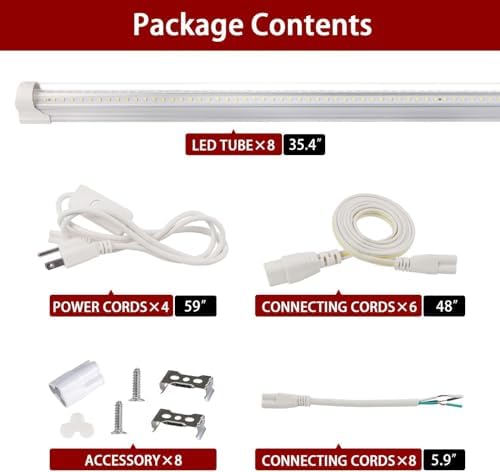 LED Shop Light for Garage, T8, 3FT, 30W, 4680LM, 6000K, 8 Pack - Image 6