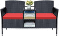 Greesum Patio Loveseat Outdoor Wicker Furniture Conversation Set,Red by BuynowfromGreesum