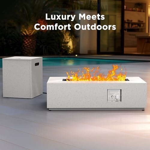 Ciays 43 Inch Outdoor Propane Fire Pit Table, 50,000 BTU CSA-Certified Gas Fire Pit for Patio, Backyard, Deck & Balcony, with Glass Rocks, Waterproof Cover and Adjustable Legs - Image 3