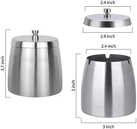 Ashtrays,Outdoor Ashtray with Lid - Ashtray for Outside Patio, Stainless Steel Windproof Smokeless Ash Tray for Balcony, Ashtrays for Smokers Home Office Decoration (Small) - Image 2