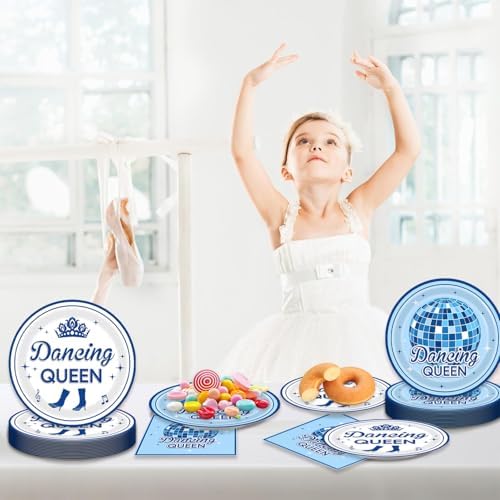 Dancing Queen Party Decorations 48Pcs Retro 70s Tableware Set Disco Plates and Napkins Forks Supplies Serves 16 Blue Disco Ball Birthday Bachelorette Party Decorations - Image 6