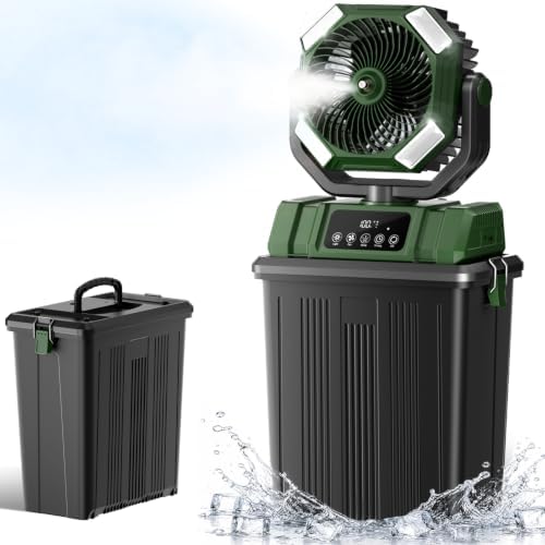 40000mAh Misting Fans for Outside, 15L Large Tank Portable Misting Fan, Battery Powered Outdoor Mister Fan with Remote & LED Light, Wide 270° Coverage for Camping Patio Backyard by Etholzonmistingfan