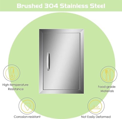 Outdoor Kitchen Doors 17W x 24H Inch Single BBQ Access Door, 304 Stainless Steel for Outdoor Kitchen Cabinet Grill Station or BBQ Island - Image 3